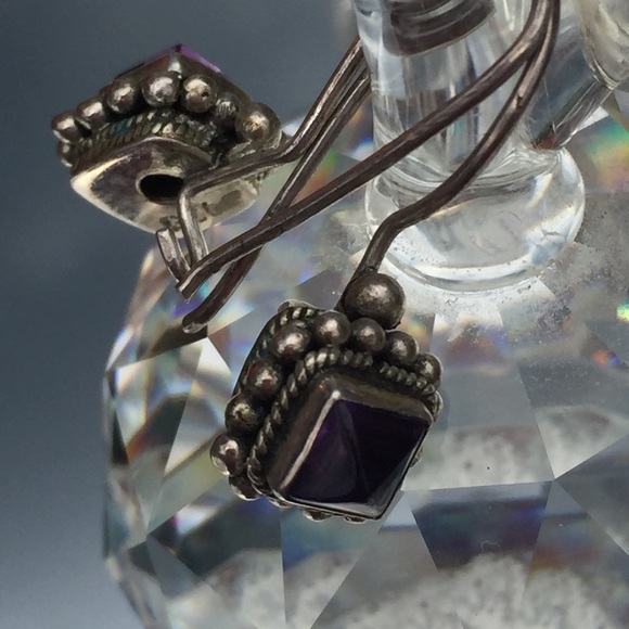 925 Silver and Amethyst Dangle Earings - Picture 6 of 8